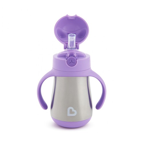 Munchkin Cool Cat Stainless Steel Straw Cup Ανοξείδωτο Θερμός 237ml - Μωβ Munchkin Cool Cat Stainless Steel Straw Cup Ανοξείδωτο Θερμός 237ml - Μωβ