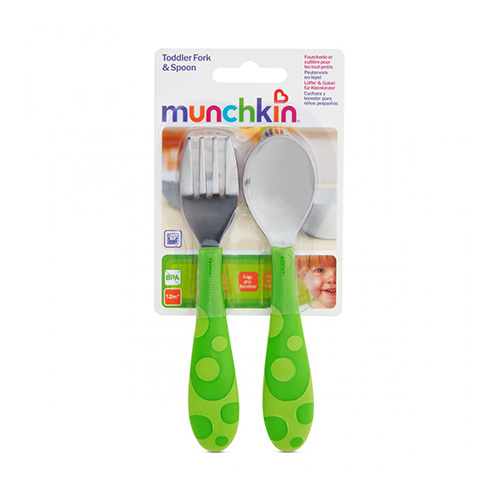 Munchkin Toddler Fork & Spoon Set Βρεφικό Σετ Πιρούνι-Κουτάλι (12m+) 2τμχ - Πράσινο (11404)