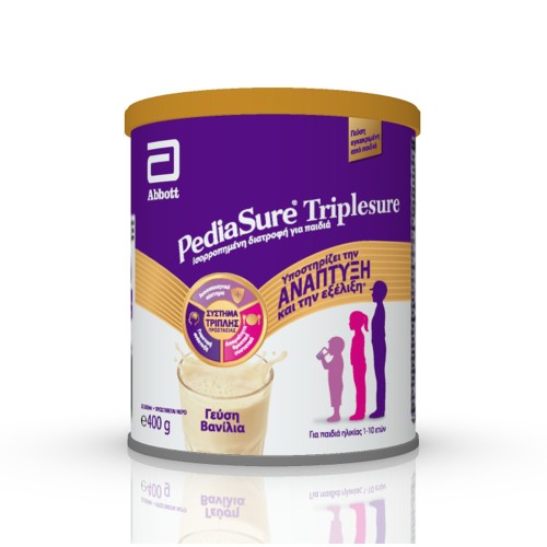 Abbott Pediasure Triplesure Συμπλήρωμα Διατροφής σε μορφή Γάλακτος για παιδιά 1-10 ετών με Γεύση Βανίλια, 400gr