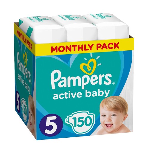 Pampers Active Baby Monthly Pack Βρεφικές Πάνες No5 (11-16kg) 150τμχ