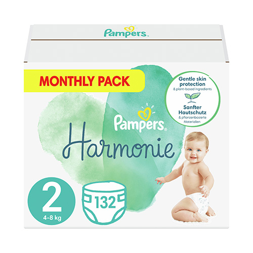 Pampers Harmonie Monthly Pack Πάνες με Αυτοκόλλητο No2 (4-8kg) 132τμχ