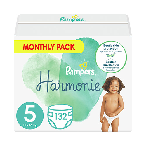 Pampers Harmonie Monthly Pack Πάνες με Αυτοκόλλητο No5 (11-16kg) 132τμχ