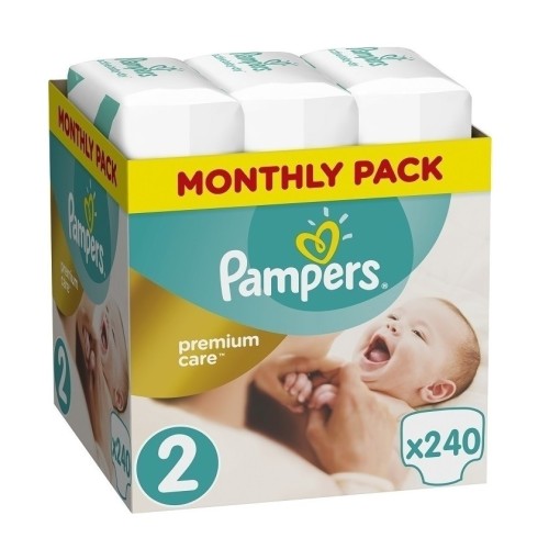 Pampers Premium Care Monthly Pack Πάνες Νο2 (4-8Κg) 240τμχ