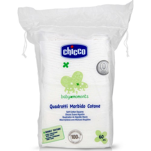 Chicco Baby Moments Μαντηλάκια Καθαρισμού από 100% Απαλό Καθαρό Βαμβάκι 60τμχ (02654-00)