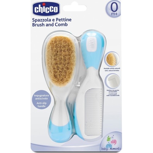 Chicco Σετ Βρεφική Βούρτσα από Φυσική Τρίχα & Χτένα 2τμχ - Σιέλ (06569-20) Chicco Σετ Βρεφική Βούρτσα από Φυσική Τρίχα & Χτένα 2τμχ - Σιέλ (06569-20)