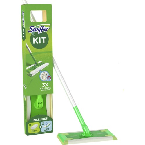 Swiffer Dry & Wet Κιτ Καθαρισμού με 1 Σκούπα, 8 Στεγνά Πανάκια & 3 Υγρά Πανάκια Swiffer Dry & Wet Κιτ Καθαρισμού με 1 Σκούπα, 8 Στεγνά Πανάκια & 3 Υγρά Πανάκια