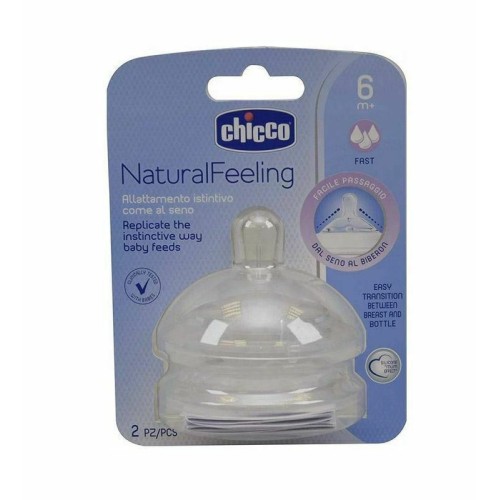Chicco Natural Feeling Θηλές από Σιλικόνη Γρήγορης Ροής για 6+ μηνών 2τμχ