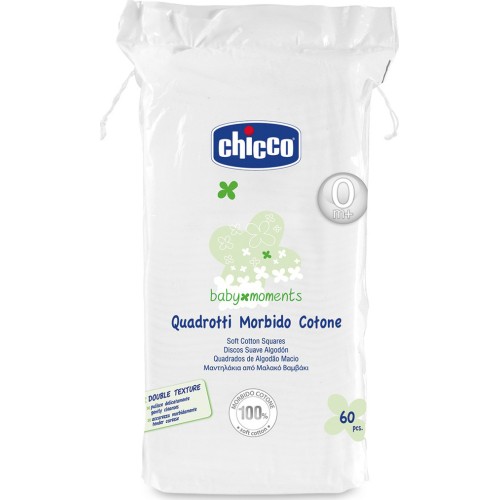 Chicco Baby Moments Μαντηλάκια Καθαρισμού από 100% Απαλό Καθαρό Βαμβάκι 60τμχ (02654-00)