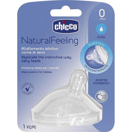 Chicco Natural Feeling Θηλή από Σιλικόνη Αργής Ροής για 0+ μηνών 1τμχ (81011-10)