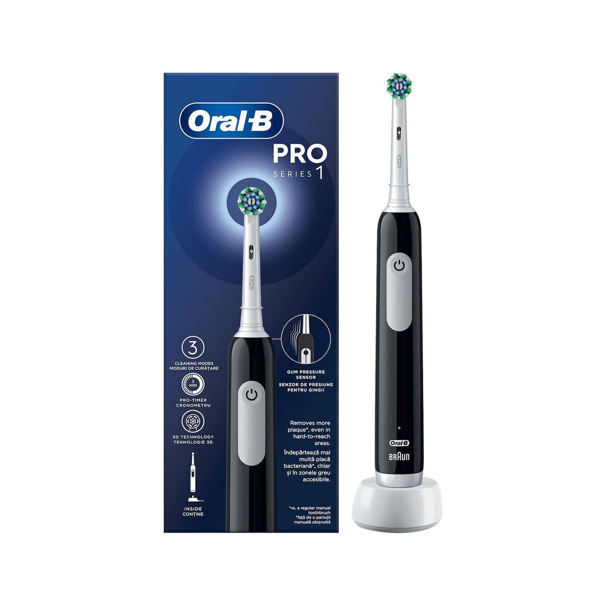 Oral-B Pro Series 1 Ηλεκτρική Οδοντόβουρτσα με Αισθητήρα Πίεσης Μαύρη