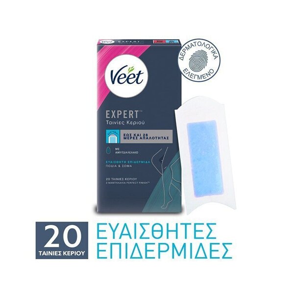 Veet Easy Gelwax Body & Legs Sensitive Skin Ταινίες Αποτρίχωσης για Ευαίσθητες Επιδερμίδες 16τμχ