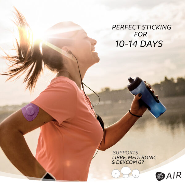 Not Just a Patch Air Αδιάβροχα Αυτοκόλλητα για Αισθητήρες Freestyle Libre 2 Plus, Medtronic Guardian, Dexcom G7, Dexcom ONE+, Sibionics GS1 & Medtrum TouchCare Nano 20τμχ – Μωβ - Image 4