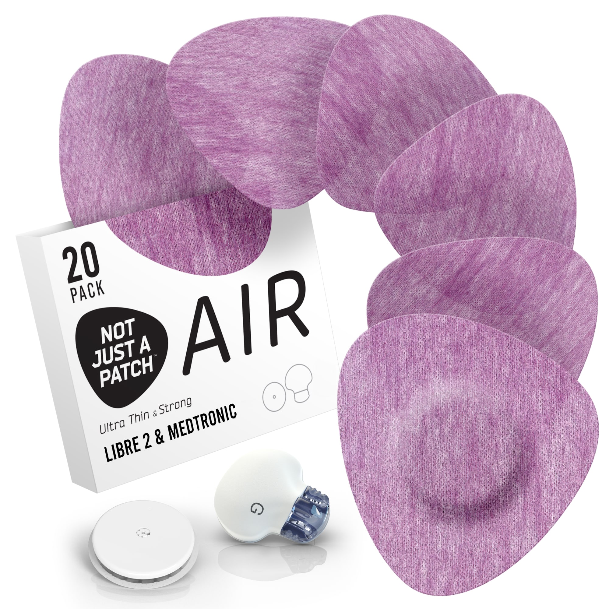 Not Just a Patch Air Αδιάβροχα Αυτοκόλλητα για Αισθητήρες Freestyle Libre 2 Plus, Medtronic Guardian, Dexcom G7, Dexcom ONE+, Sibionics GS1 & Medtrum TouchCare Nano 20τμχ – Μωβ