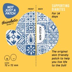Alternative view of Not Just a Patch Original Thrivabetic Αδιάβροχο Αυτοκόλλητο για Αισθητήρα Dexcom G7, Dexcom ONE+, Freestyle Libre 3, Sibionics GS3, Syai Ultra 10τμχ - Mediterranean Mosaic Blue