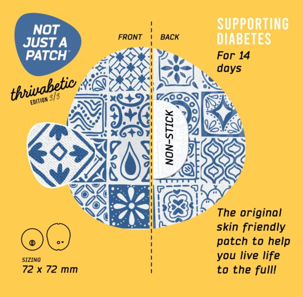 Not Just a Patch Original Thrivabetic Αδιάβροχο Αυτοκόλλητο για Αισθητήρα Dexcom G7, Dexcom ONE+, Freestyle Libre 3, Sibionics GS3, Syai Ultra 10τμχ - Mediterranean Mosaic Blue - Image 2
