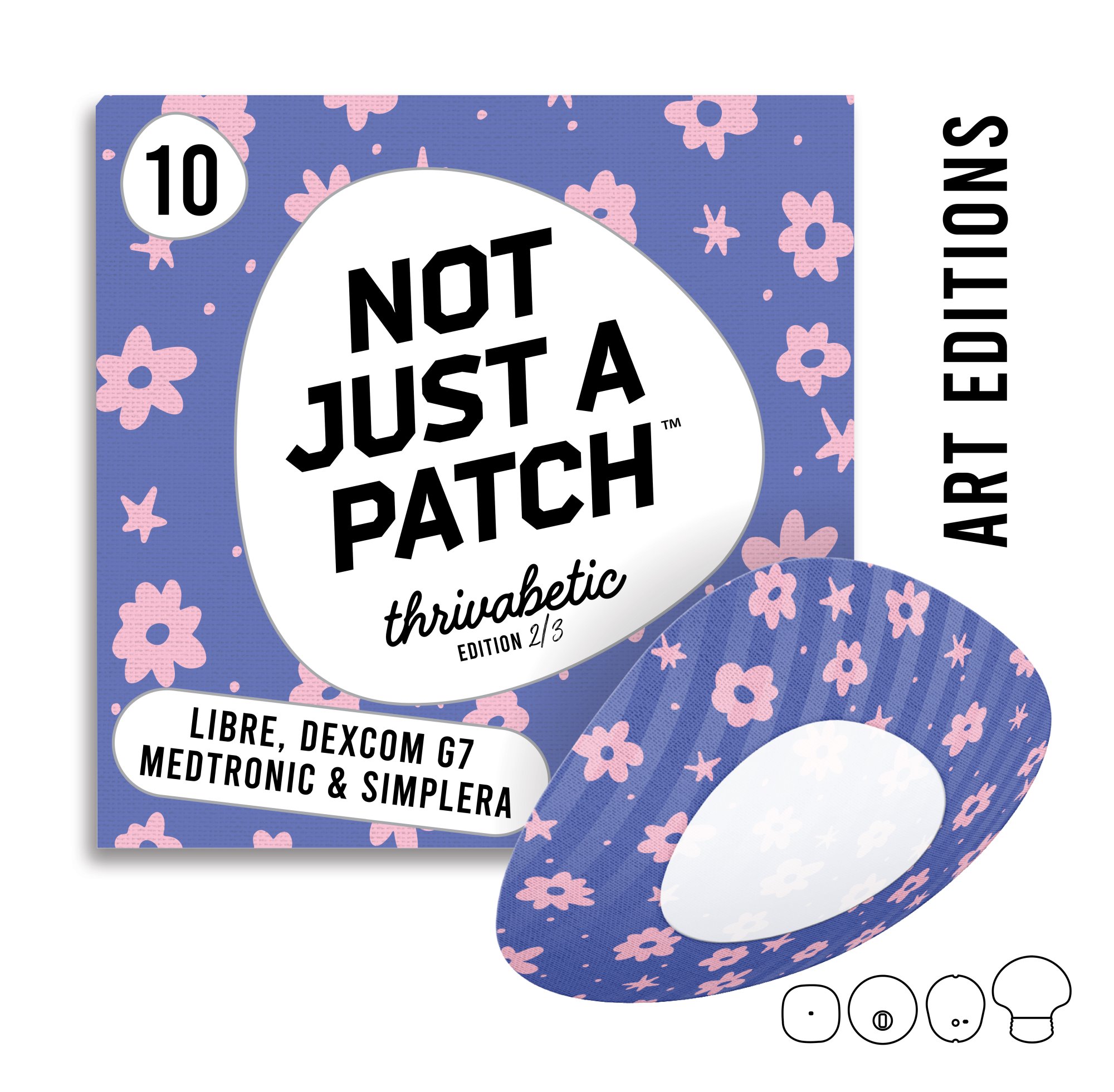 Not Just a Patch Air Thrivabetic Αδιάβροχα Αυτοκόλλητα για Αισθητήρες Freestyle Libre 2 Plus, Medtronic Guardian, Dexcom G7, Dexcom ONE+, Sibionics GS1 & Medtrum TouchCare Nano 10τμχ - BloomBerry Violet