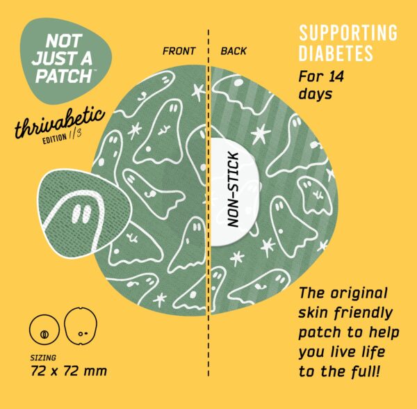 Not Just a Patch Original Thrivabetic Αδιάβροχο Αυτοκόλλητο για Αισθητήρα Dexcom G7, Dexcom ONE+, Freestyle Libre 3, Sibionics GS3, Syai Ultra 10τμχ - T1D Ghosty Mode - Image 2