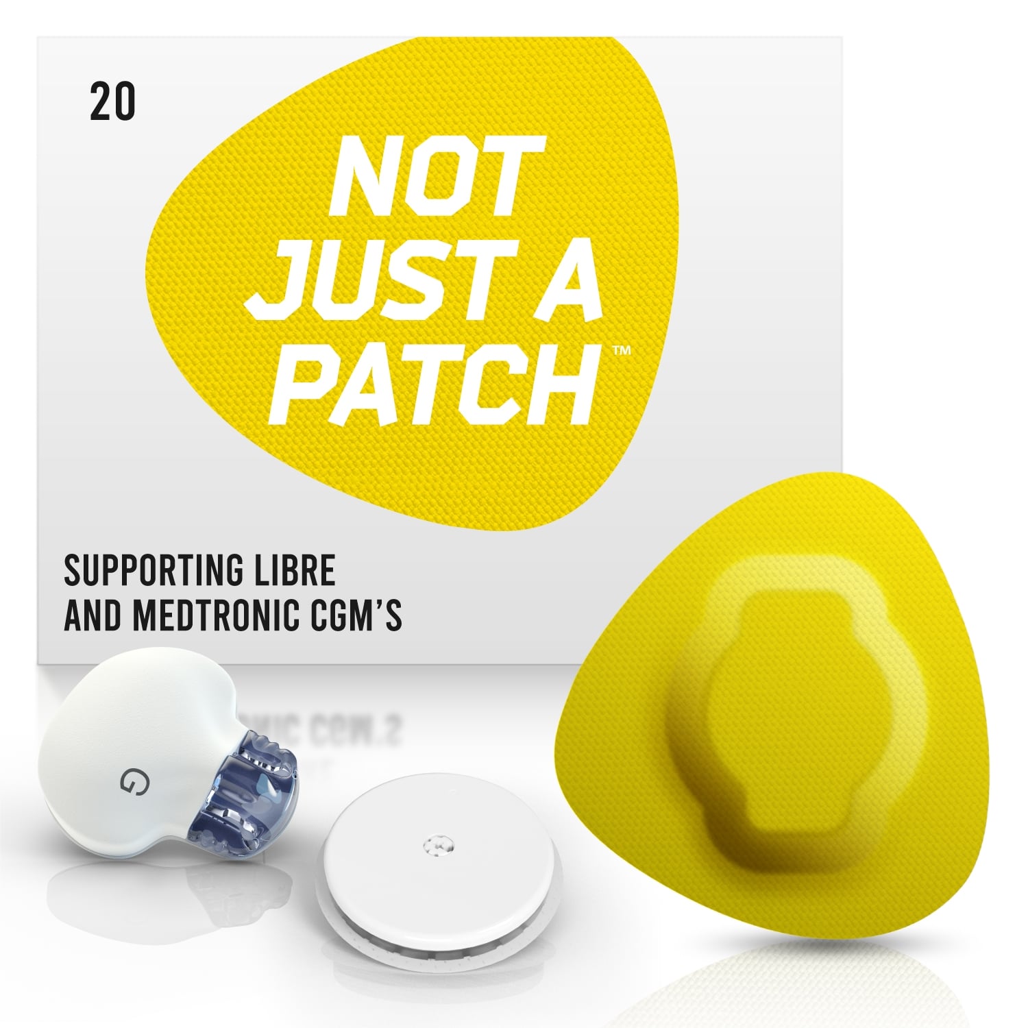 Not Just a Patch Original Αδιάβροχο Αυτοκόλλητο για Αισθητήρα Freestyle Libre 2 Plus, Medtronic Guardian, Sibionics GS1 & Medtrum TouchCare Nano 20τμχ – Κίτρινο