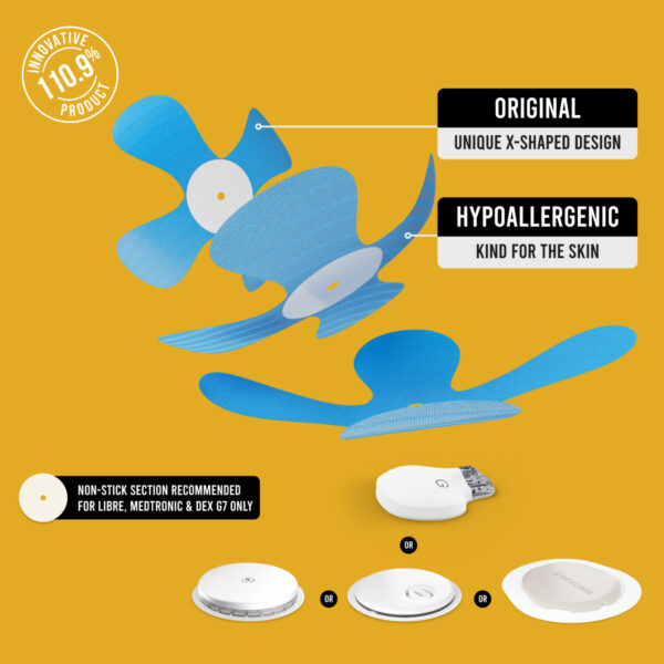 Not Just a Patch X-Patches Αδιάβροχο Αυτοκόλλητο για Omnipod, Libre & Medtronic 20τμχ – Μπλε - Image 2