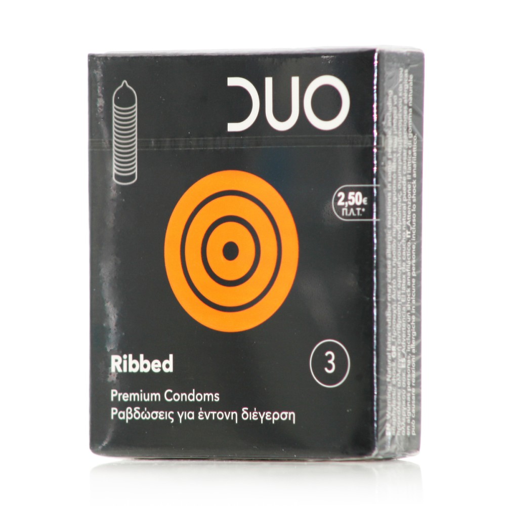 Duo Ribbed Προφυλακτικά με Ραβδώσεις 3τμχ (76398)