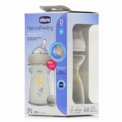 Chicco Γυάλινο Μπιμπερό Natural Feeling Κατά των Κολικών με Θηλή Σιλικόνης 250ml για 0m+ 1τμχ (81221-30)