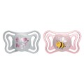 Chicco Πιπίλες Σιλικόνης Light Honey Bee Γκρι-Ροζ για 2-6 μηνών 2τμχ