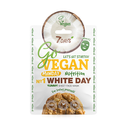 7DAYS Go Vegan Monday White Day Sheet Face Mask Μάσκα Ενυδάτωσης & Ελαστικότητας 25g