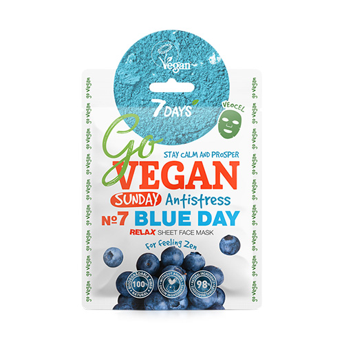 7DAYS Go Vegan Sunday Blue Day Sheet Face Mask για Επαναφορά της Ελαστικότητας του Δέρματος 25g