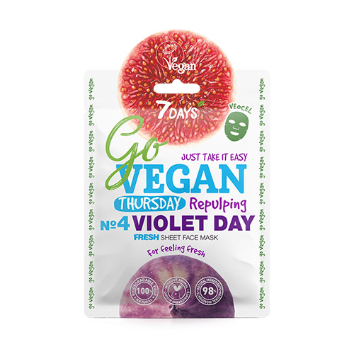 7DAYS Go Vegan Thursday Violet Day Sheet Face Mask Μάσκα για Τόνωση & Αναζωογόνηση 25g