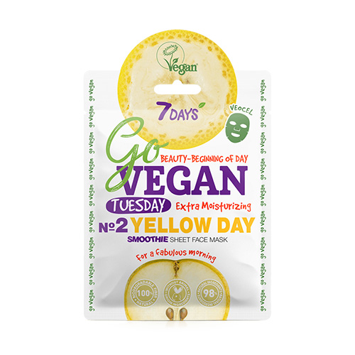 7DAYS Go Vegan Tuesday Yellow Day Sheet Face Mask Μάσκα για Ενυδάτωση & Λάμψη 25g