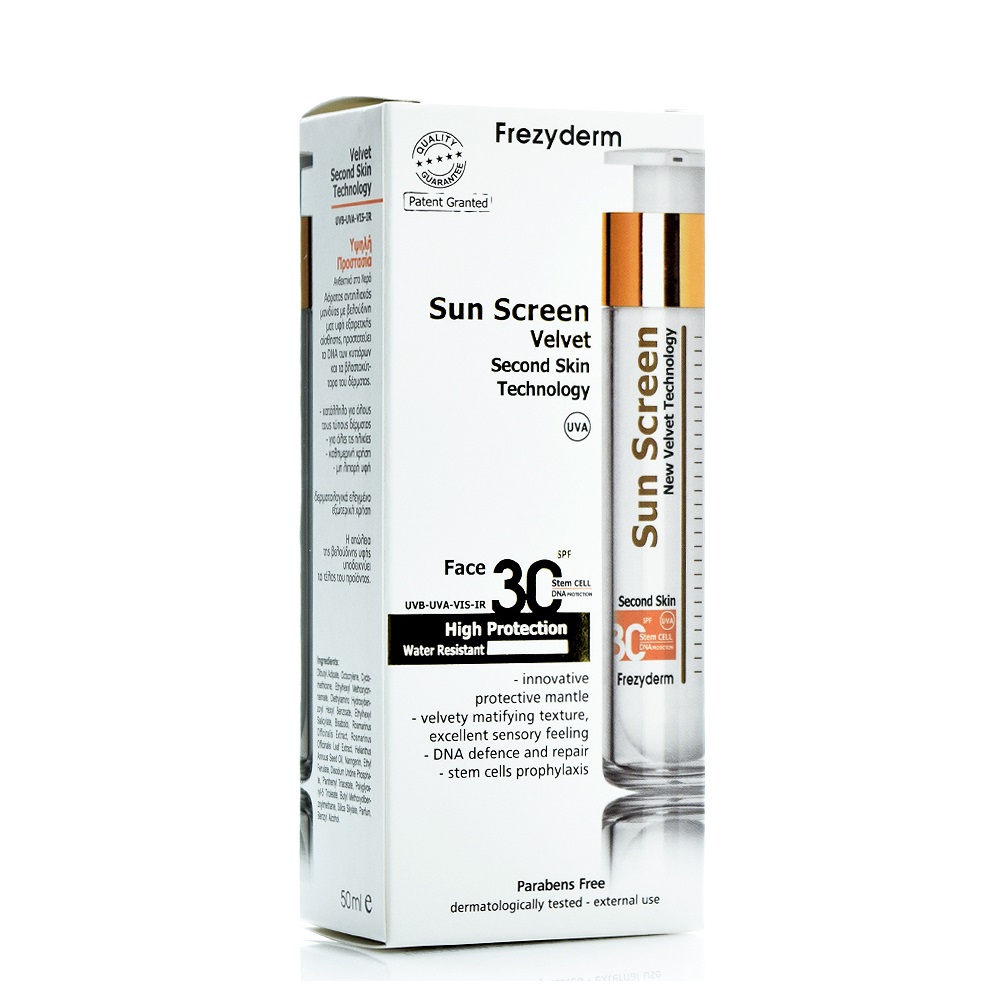 Frezyderm Sun Screen Velvet Αντηλιακή Κρέμα Προσώπου SPF30 50ml