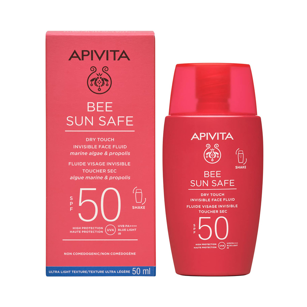Apivita Bee Sun Safe Dry Touch Invisible Face Fluid Λεπτόρρευστη Αντηλιακή Κρέμα Προσώπου SPF50, 50ml