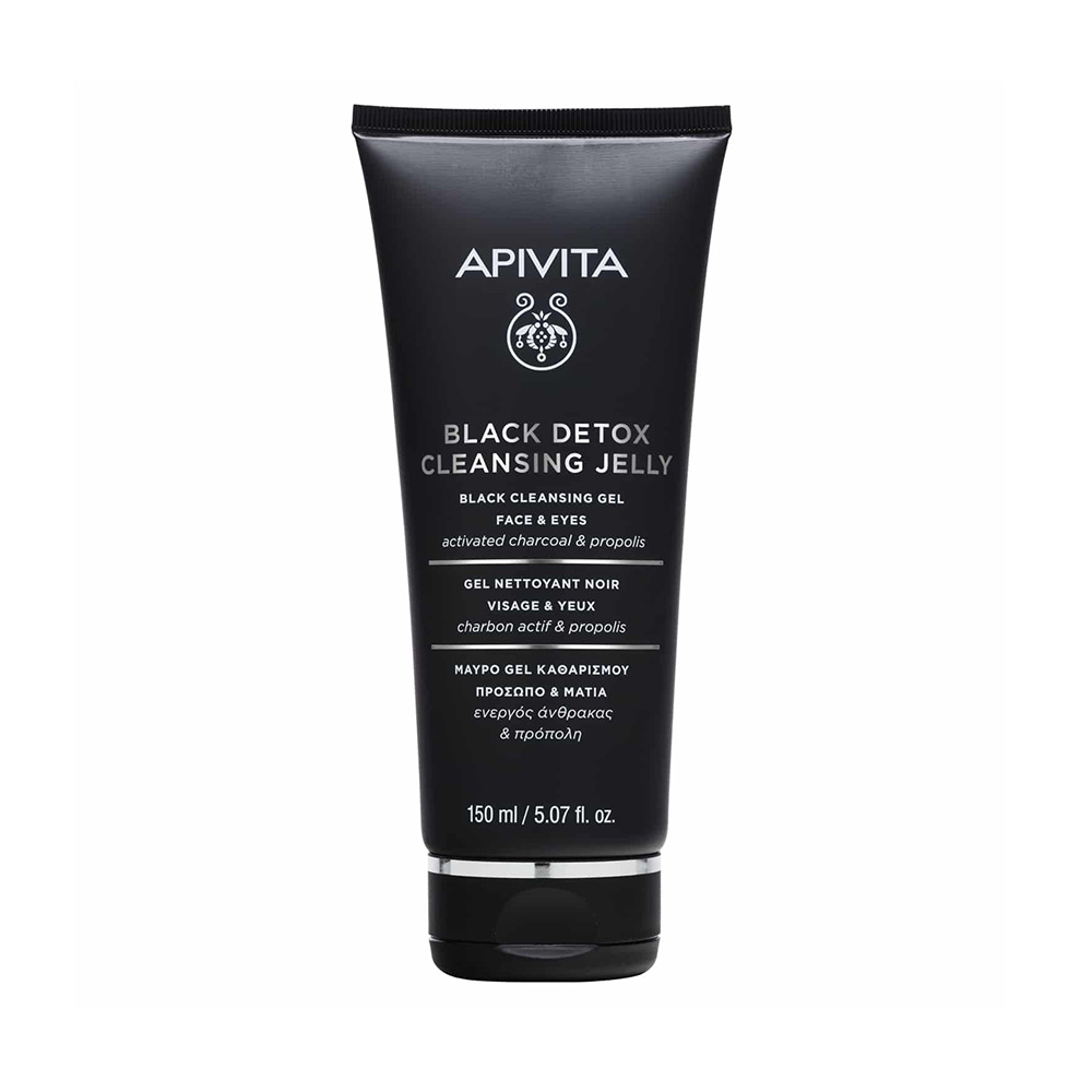 Apivita Black Detox Cleansing Jelly για Πρόσωπο & Μάτια με Ενεργό Άνθρακα & Πρόπολη 150ml