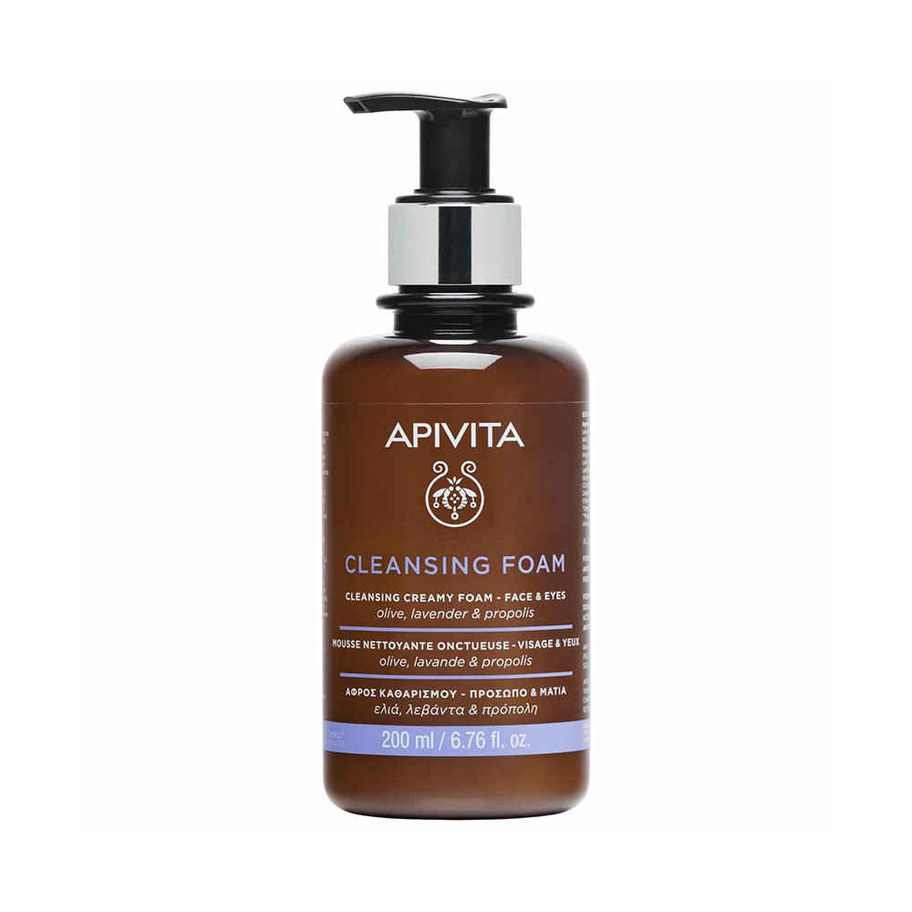 Apivita Cleansing Foam Αφρός Καθαρισμού για Πρόσωπο & Μάτια με Ελιά, Λεβάντα & Πρόπολη 200ml