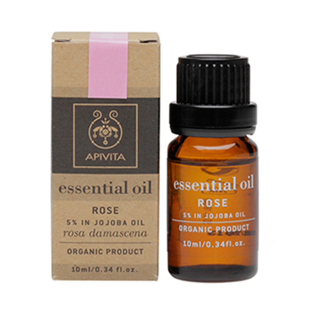 Apivita Essential Oil Rose Αιθέριο Έλαιο Τριαντάφυλλο 5% σε Λάδι Jojoba 10ml