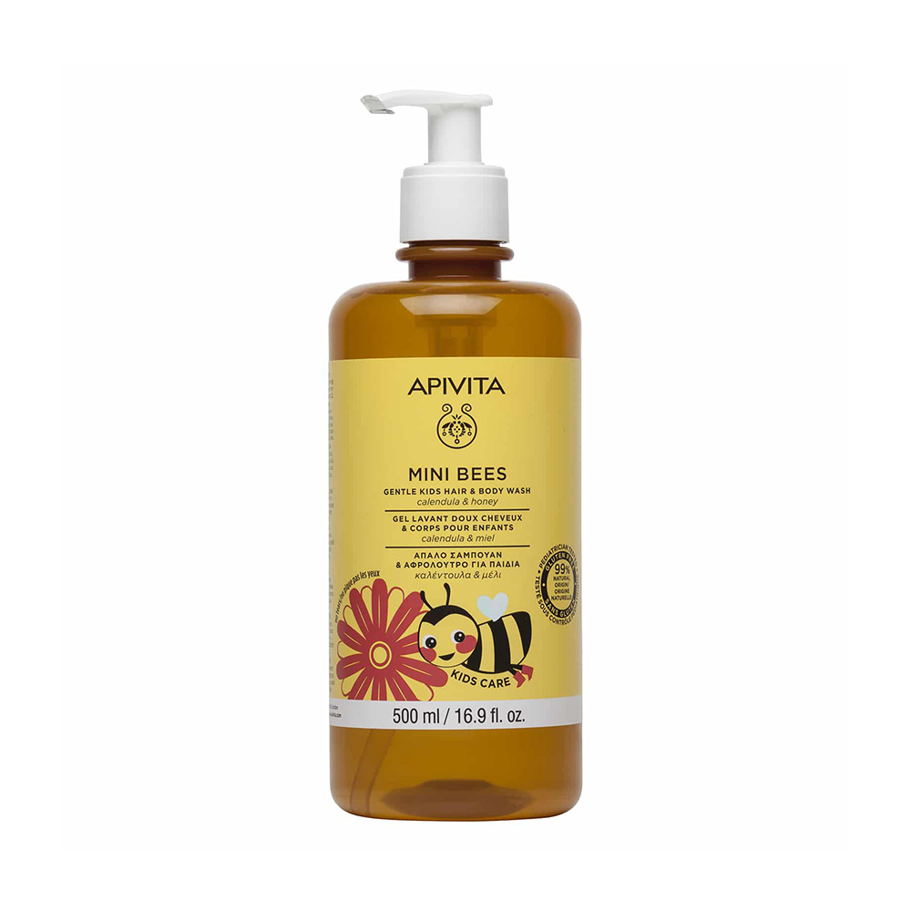 Apivita Mini Bees Kids Hair & Body Wash Απαλό Σαμπουάν & Αφρόλουτρο για Παιδιά με Καλέντουλα & Μέλι 500ml