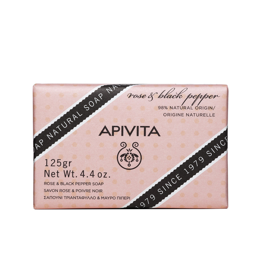 Apivita Natural Soap Σαπούνι με Τριαντάφυλλο & Μαύρο Πιπέρι 125g