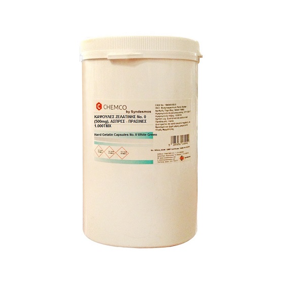 Chemco Κάψουλες Ζελατίνης Νο.0 (500mg), Άσπρες – Πράσινες 1000τμχ