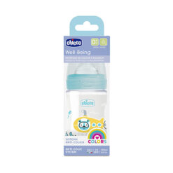 Chicco Well Being Πλαστικό Μπιμπερό με Θηλή Σιλικόνης 0m+ 150ml (20611-30) – Σιελ