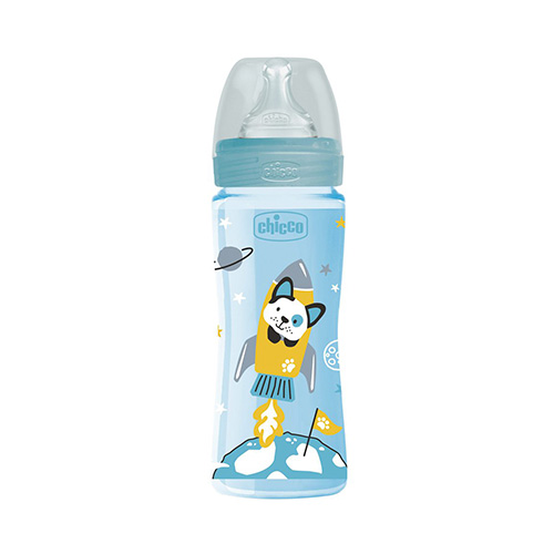 Chicco Well Being Πλαστικό Μπιμπερό με Θηλή Σιλικόνης 4m+ 330ml (28637-20) – Σιελ