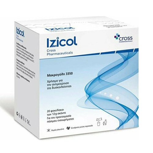 Cross Pharmaceuticals Izicol Μακρογόλη για την Αντιμετώπιση της Δυσκοιλιότητας 20x12g Orange