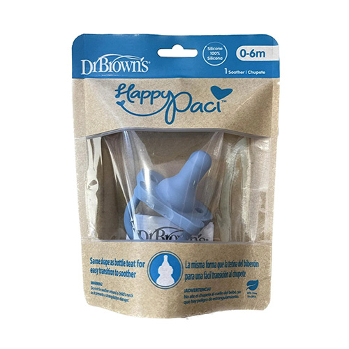 Dr. Brown’s Happy Paci Πιπίλα Σιλικόνης 0-6m 1τμχ – Μπλε