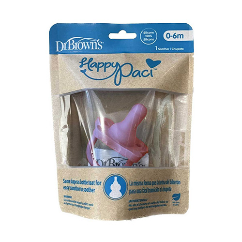 Dr. Brown’s Happy Paci Πιπίλα Σιλικόνης 0-6m 1τμχ – Ρoζ
