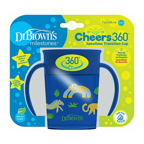 Dr. Brown’s Cheers 360° Εκπαιδευτικό Κύπελλο με Λαβές (6m+) 200ml – Μπλε (TC71006)