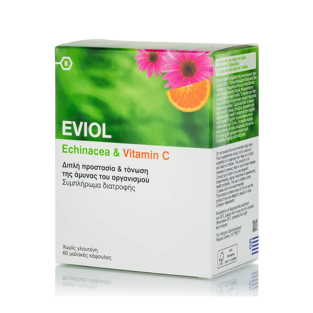Eviol Echinacea & Vitamin C Συμπλήρωμα Διατροφής με Εχινάκεια & Βιταμίνη C 60caps