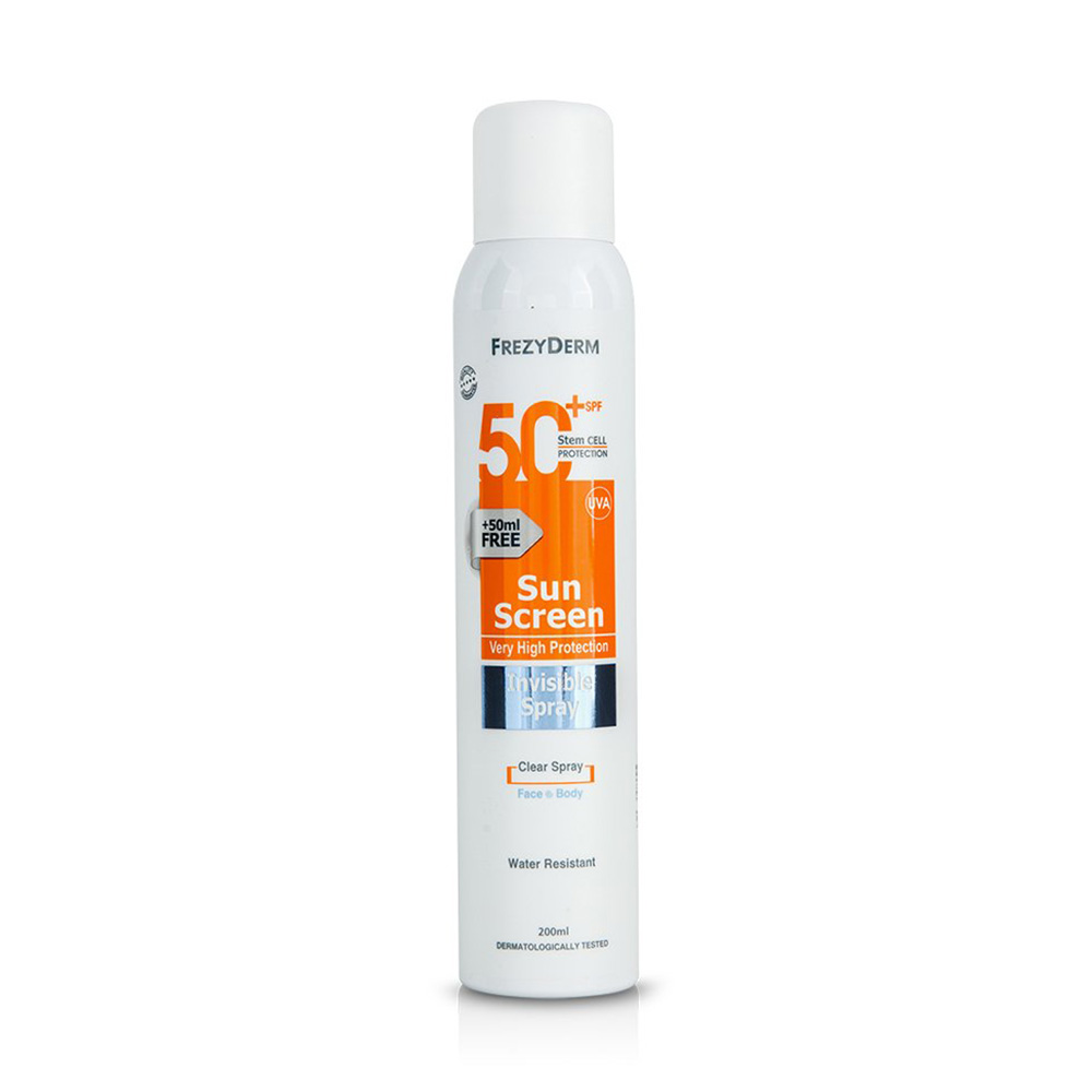 Frezyderm Sun Screen Invisible SPF50+ Διάφανο Αντηλιακό Spray Προσώπου & Σώματος, 200ml