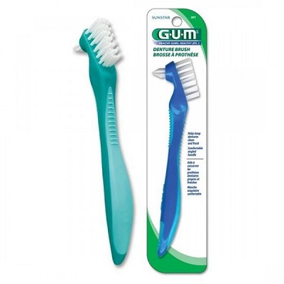 GUM 201 Denture Brush Οδοντόβουρτσα για Τεχνητή Οδοντοστοιχία (Πράσινο) 1τμχ