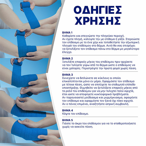 Hansaplast Cohesive Bandage Αυτοσυγκρατούμενος Επίδεσμος 6cm x 4m Μπλε