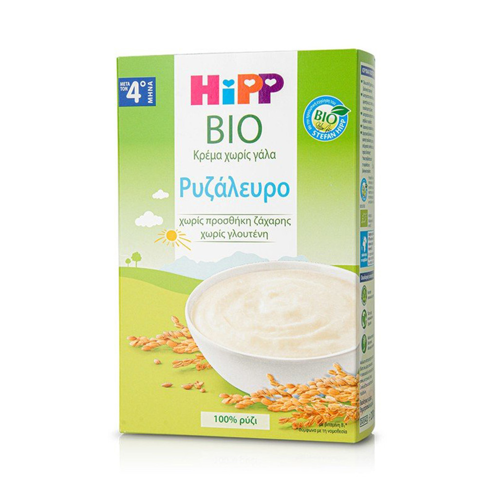 Hipp Bio Βρεφική Κρέμα Ρυζάλευρο Χωρίς Γάλα 4m+ 200g