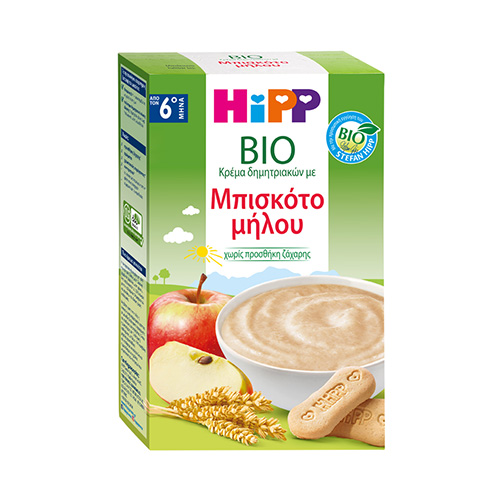 Hipp Bio Κρέμα Δημητριακών με Μπισκότο Μήλου 6m+ 250g